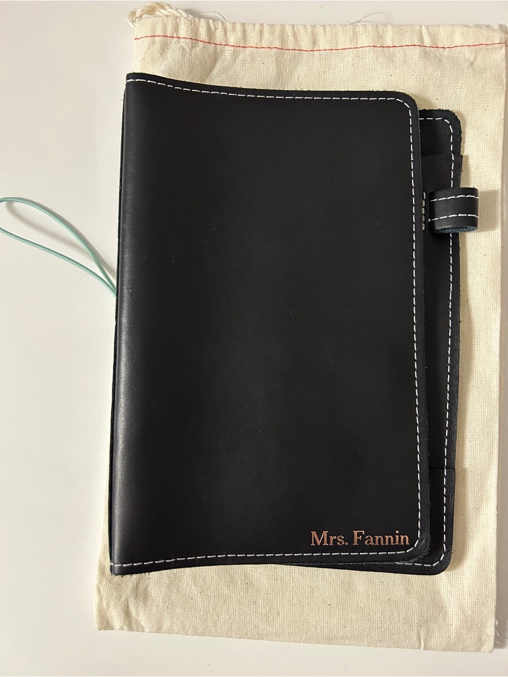 Foxy Fix Black Leather Cover with Pen Loop.